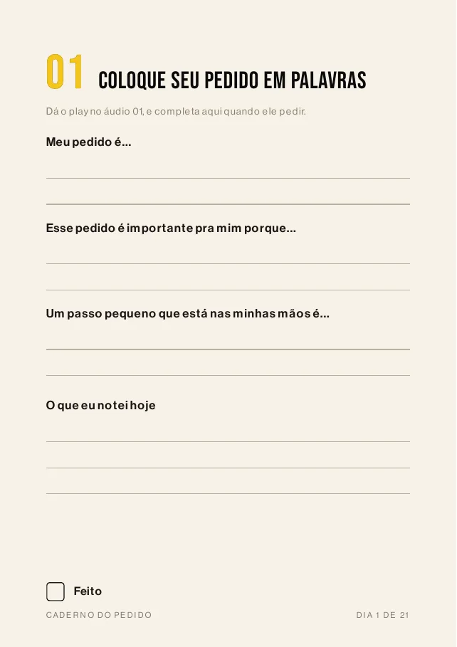 Folha do dia 1 do caderno